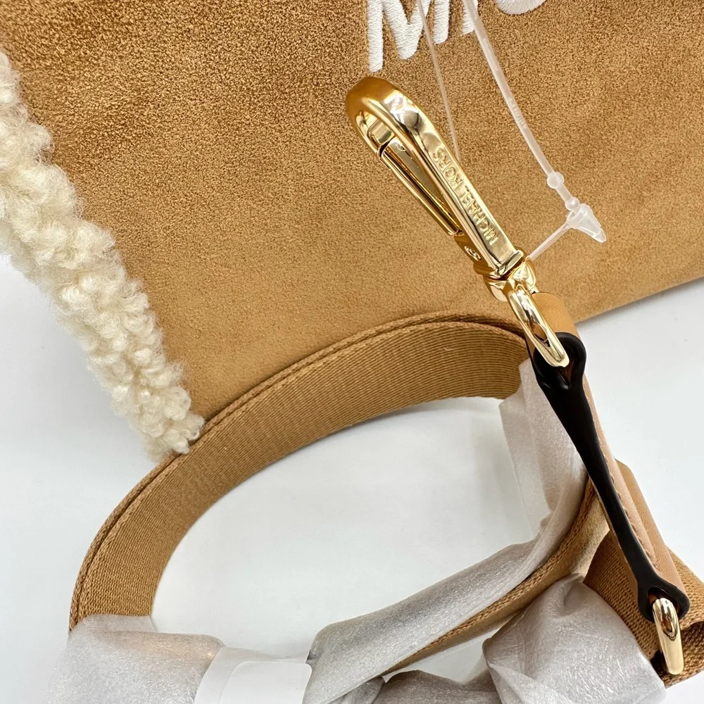 MICHAEL KORS 
Mirella Medium Suede and Faux Shearling Tote Bag - Picture 14 of 16